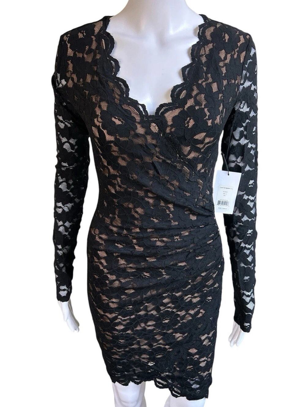 Bailey 44 Black Lace Bodycon Dress S Long Sleeve Cocktail Party Gothic NWT